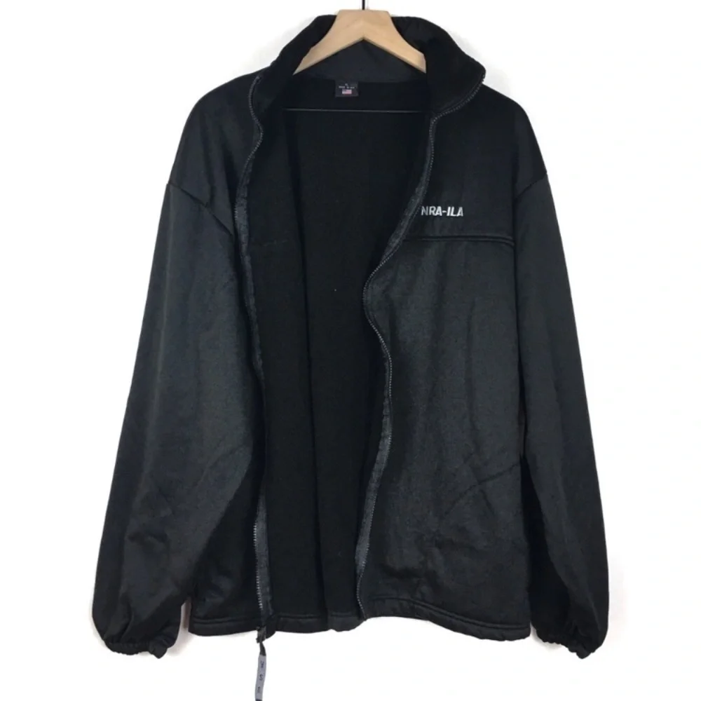 NRA Range Field Jacket ILA Full Zip USA Fleece Lined Solid Black Utility Size XL